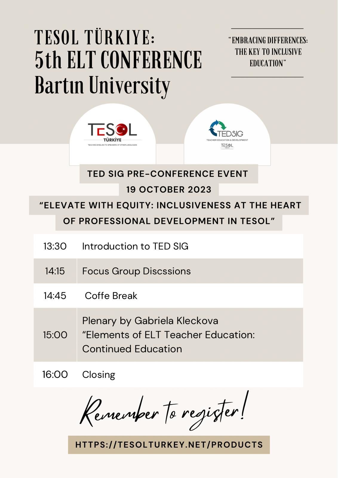 TEDSIG Pre-Conference Event 2023